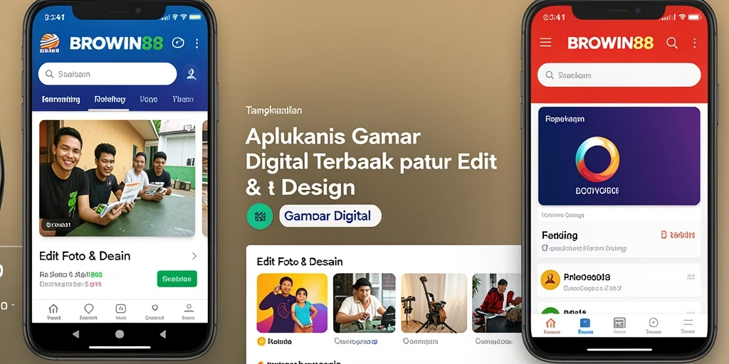 Screenshot utama BROWIN88 menampilkan berbagai alat edit foto dan desain.