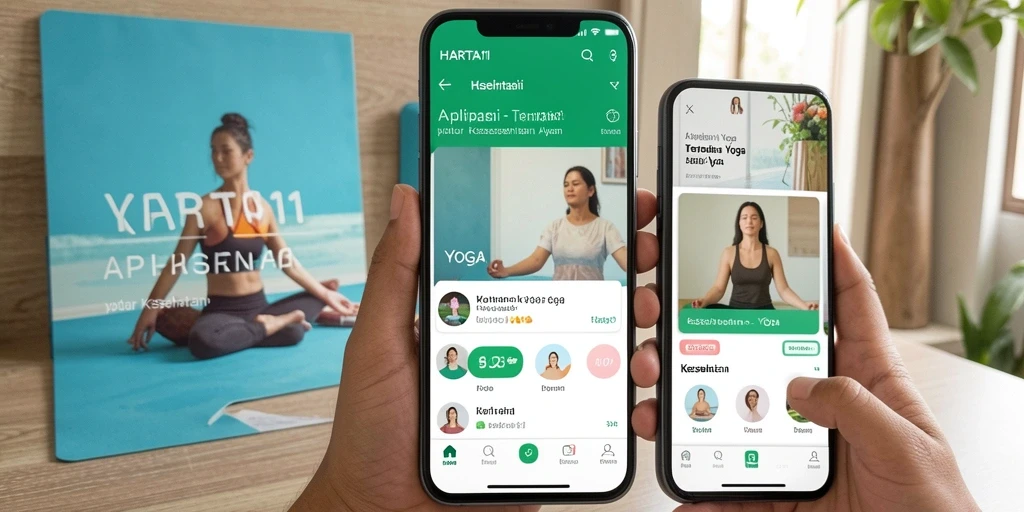 Antarmuka HARTA11 menampilkan berbagai video latihan Yoga yang menarik.