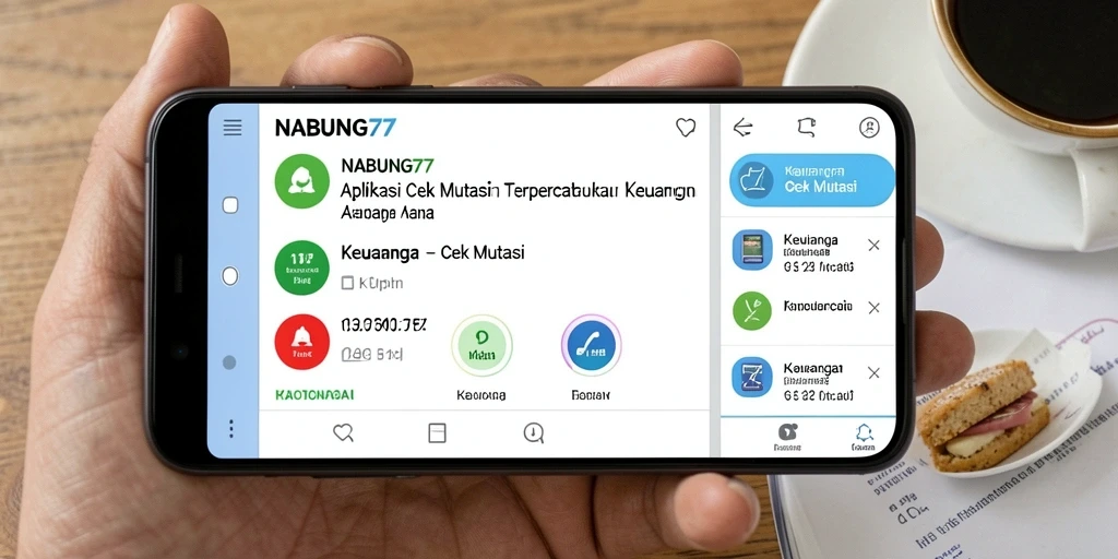 Tampilan antarmuka aplikasi NABUNG77 untuk cek mutasi keuangan.