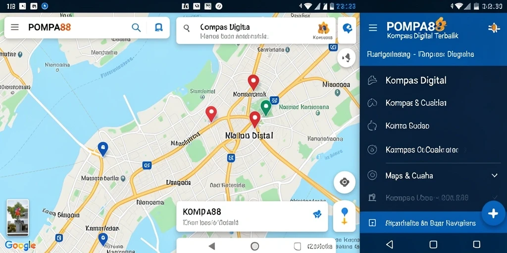 Antarmuka POMPA88 menunjukkan fungsi kompas digital yang sederhana dan efektif.
