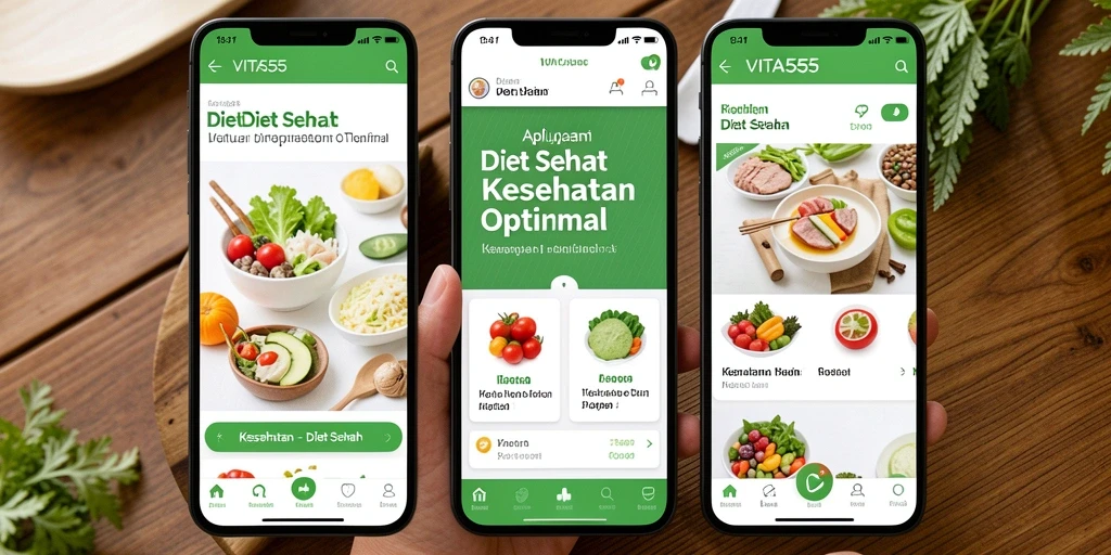 Antarmuka VITA555 yang simple dan intuitif untuk diet sehat.